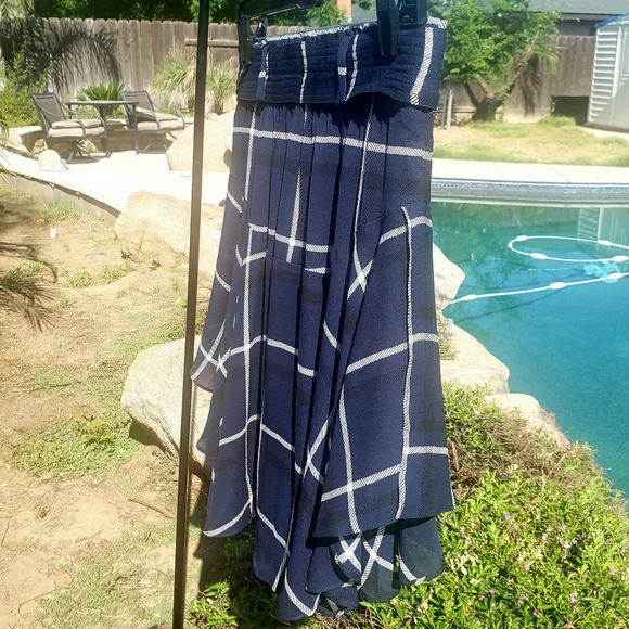 Luxury ALC Skirt Plaid Navy Black White Mini NEW 💙 Ret $395- - Picture 9 of 13
